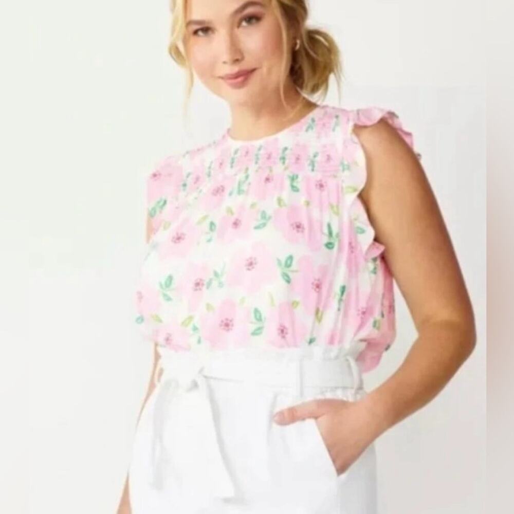 Draper James Pink Floral Blouse